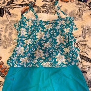 Floral Teal Tank Top and Shorts Set